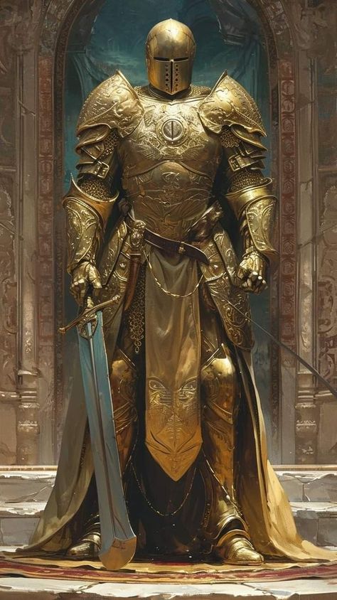 Witcher Wallpaper, Warrior Concept Art, Golden Lions, Roleplay Characters, Knight Art, Knight Armor, Fantasy Armor, Robot Concept Art, Exploring The World