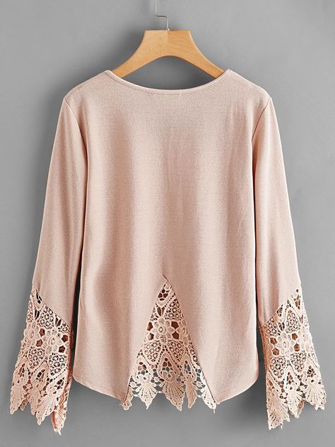 Attractive Dresses, Nursing Wear, Elegant Blouse Designs, Casual Wear Dress, Shirts Women Fashion, Beauty Clothes, Pink Tshirt, Lace Panelled, V Cut