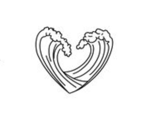 Wave Heart Tattoo, Wave Illustration, Graphic Ideas, Waves Tattoo, Heart Tattoo, I Tattoo, Heart Shapes, Temple, Graphic Design