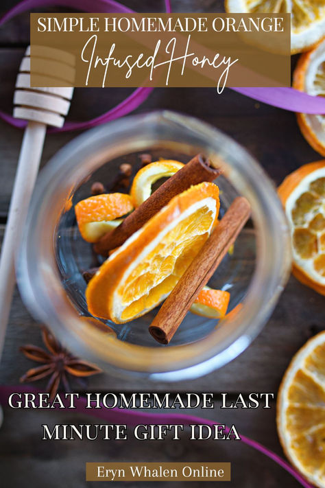 The perfect DIY holiday gift idea! This easy-to-make infused honey combines the sweetness of raw honey with the warm, festive flavors of cinnamon sticks, cloves, and orange zest. Packaged in a beautiful Mason jar, it’s a thoughtful addition to any gift basket or a charming hostess gift.  Drizzled over biscuits, stirred into a cup of tea, or used as a glaze, this honey infusion is as versatile as it is delicious. Great for the holiday season, flu season, or as a homemade treat for loved ones. Honey Christmas Gift Ideas, Herb Infused Honey, Tea Desserts, Orange And Cinnamon, Easy Gift Idea, Infused Honey, Scratch Recipes, Honey Gifts, Diy Holiday Gifts