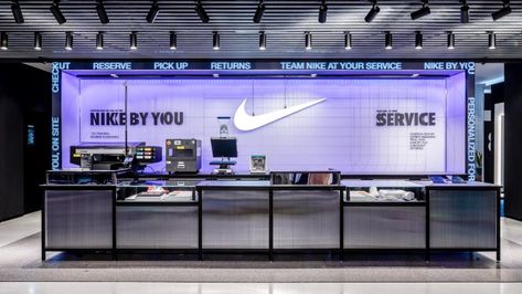 Nike Bangkok | BK Magazine Online Nike Interior Design, Nike Store Interior, Cashier Counter Design, Nike Retail, Shoe Store Design, Flag Store, Counter Design, Magazine Online, Retail Interior