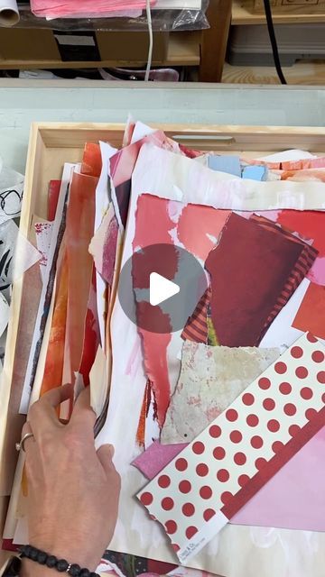 Lydia Rink on Instagram: "How do you organize your collage material? 🤔
That’s a question I hear a lot.

I think most collage artists want to keep every paper scrap if possible. 😅
Most of my collage papers are everywhere: big boxes, small folders, small boxes, etc..

I sorted some of the papers by colors. For those I use simple serving trays for storage. 
I can easily spread the papers to work on collages and have a good overview of the material. ✂️

But I also use these trays to store paper from ongoing projects. 🙌

Those trays can be stacked well, which saves space.
And cleaning up is also faster ;-)
I really like this kind of storage. ❤️

So, how do you organize your collage material?
Please let me know in the comments below! 🙌

#lydiarink #collagepaper #collageartist #collageartists Lydia Rink, Tape Collage, Collage Material, Collage Papers, Paper Storage, Collage Artists, Scrap Paper, Collage Paper, Serving Trays