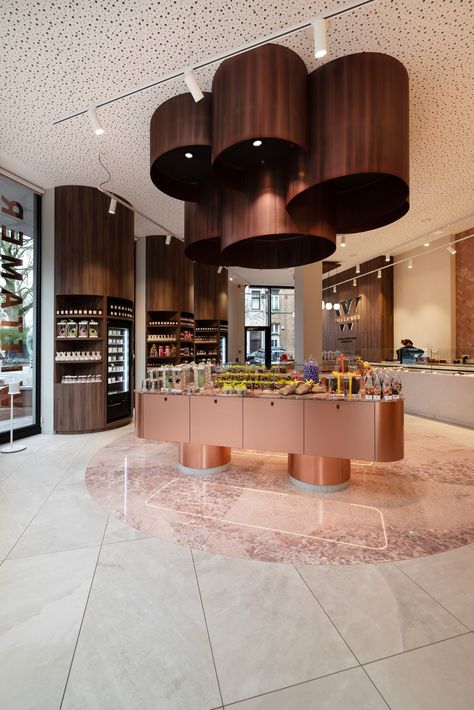 Experience Center Design, Bakery Store Design, Chocolate Shop Design, Luxury Supermarket, Pastry Shop Interior, Kiosk Cafe, Chocolate Store Design, Chocolatier Shop, Luxury Cafe