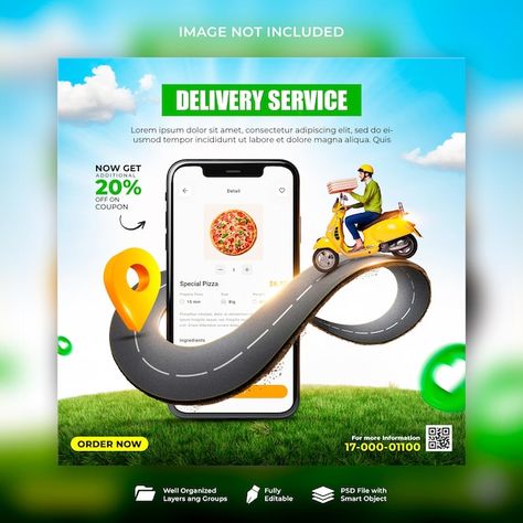 PSD creative online product delivery ser... | Premium Psd #Freepik #psd Food Delivery Social Media Post, Website Design Social Media Post, Food Delivery Poster Design, Food Delivery Poster, Delivery Social Media Design, Delivery Social Media Post, Product Social Media Post Design, Delivery Service Poster, Banner Online