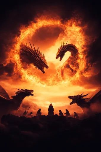 ↑↑↑ Larger size on website 🔸 A fiery ring of flames engulfs two massive dragons, their heads locked in a fierce battle, silhouett Dragon Astethic, Impending Doom, Clash Of The Titans, The Titans, Dragon Illustration, Fairytale Fantasy, Dragon Drawing, Fantasy Dragon, The Clash