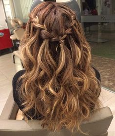 Braided Curly Half Updo For Long Hair Hair Down With Braid, Easy Formal Hairstyles, Formal Hairstyles For Long Hair, Special Occasion Hairstyles, Prom Hairstyles For Long Hair, Long Hair Updo, Fancy Hairstyles, Wedding Hairstyles For Long Hair, Formal Hairstyles