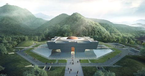 UAD designs 'da yu memorial hall' amid the lush mountains of shaoxing Hvac Design, Dutch Architecture, Schematic Design, Pearl River, Central Library, Chinese History, South Bank, China Design, Water Ripples