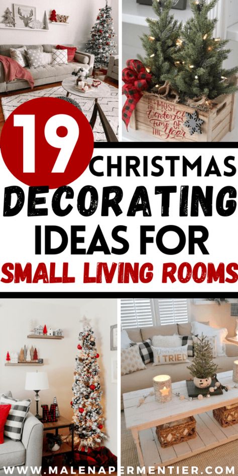 How To Decorate A Small Living Room for Christmas (19 Budget-Friendly Ideas) Small Christmas Decor, Decorate A Small Living Room, Living Room For Christmas, Christmas Decorations Apartment, Minimalist Christmas Decor, Coffee Table Centerpieces, Cozy Christmas Decor, Christmas Apartment, Christmas Decorations Living Room