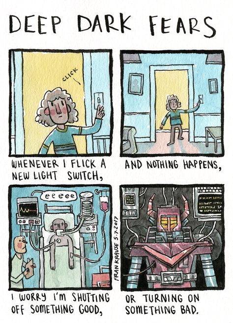 Something just clicked. An anonymous fear submitted to Deep Dark Fears - thanks! The new Deep Dark Fears book is on the way and you can pre-order it now! Click here for more information! Fran Krause, Fear Book, Dark Comics, Cute Stories, Arte Horror, Art Graphique, Comic Strip, Funny Comics, Graphic Novel