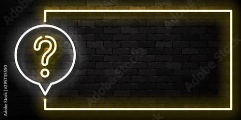 Stock Image: Vector realistic isolated neon sign of Question frame logo for template decoration and covering on the wall background. Concept of trivia and did you know quiz. Logo Frame, Question Sign, Sign Logo, Frame Logo, Wall Background, Instagram Story Ideas, Neon Sign, Abstract Art Painting, Trivia