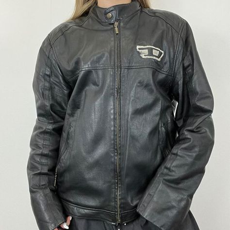 Diesel Jacket Men, Diesel Leather Jacket, Diesel Jacket, Archive Fashion, Cool Patches, Vintage Leather Jacket, Todays Outfit, Work Jackets, Leather Jackets Women