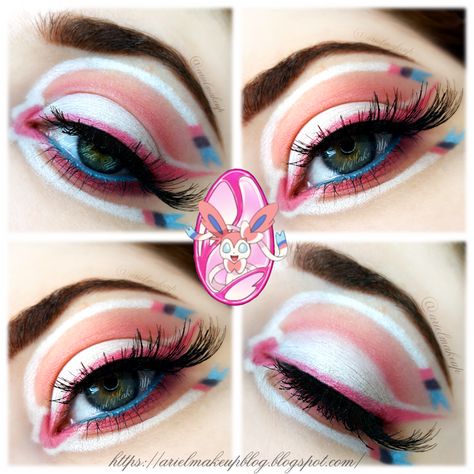 Ariel Make Up ~ Make Up & Beauty with a Princess Touch: ♕ The Pokémon Series ~ Sylveon ♕{Eeveelutions Mini Series} Pokemon Princess, Sylveon Cosplay, Pokemon Makeup, Extra Makeup, Umbreon And Espeon, Artsy Makeup, Eevee Evolution, Creepy Halloween Makeup, Diy Lotion