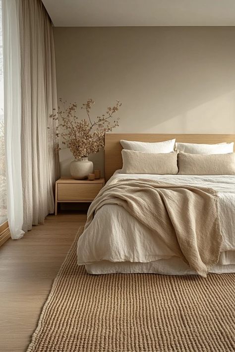 29 Minimalistic Bedroom Ideas for Ultimate Calm 14 Bedroom Hotel Ideas, Minimalist Bedroom Color Palettes, Minimalist Master Bedrooms Decor, Bedroom Symmetry, Peaceful Bedroom Colors, Minimalistic Bedroom Ideas, Simple Bedroom Furniture, Cozy Minimal Bedroom, Sleeping Room Design