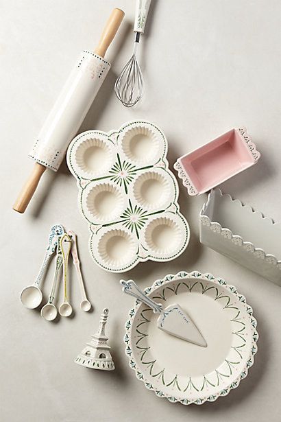 You don't have to fill up your kitchen with boring, white stuff. Anthropologie has a lot of new things you can add: Kitchenware Design, Desain Pantry, Keramik Design, Baking Set, Cute Kitchen, Interior Modern, Baking Accessories, Baking Supplies, Cool Stuff