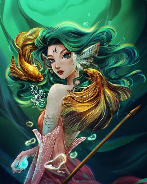 Pisces Warrior, Roy The Art, Warrior Paint, Pisces Girl, Astrology Art, Mermaids And Mermen, Zodiac Art, Pisces Zodiac, A Mermaid