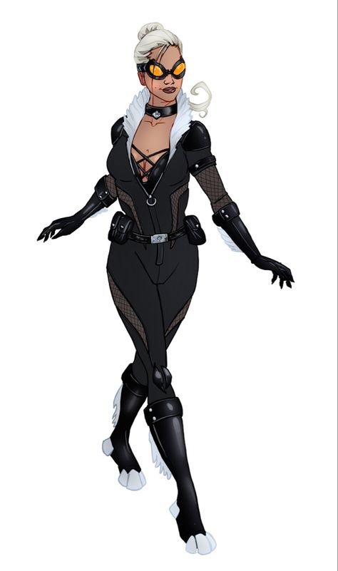 Black Cat Comics Style Full Redesign- For her, to seperate her look from Catwoman a bit I wanted to push her into a bit more anime/stylized of a cat suit. Functional and stylish! Black Cat Suit Marvel, Black Cat Marvel Redesign, Black Cat Suit Design, Cat Woman Redesign, Black Cat Marvel Suit, Cat Superhero Character Design, Catwoman Redesign, Black Cat Redesign, Black Cat Marvel Costume