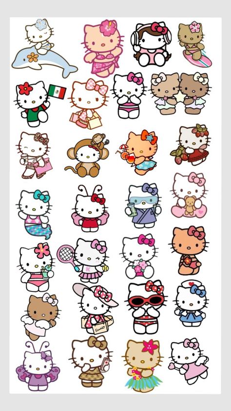 Cute Stickers Sheet Printable, Hello Kitty Stickers Printable, Sanrio Stickers Printable, Print Out Stickers, Sanrio Sticker Sheet, Hello Kitty Eating, Sticker Hello Kitty, Stickers Hello Kitty, Hello Kitty Stickers