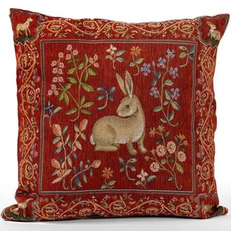 Medieval Rabbit, Modern Cushion Covers, Fox Pillow, Rabbit Pillow, Modern Tapestries, Modern Pillow Covers, Medieval Tapestry, Modern Cushions, Tapestry Pillow