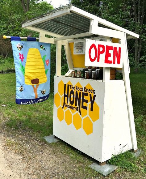 Bee Stand Ideas, Honey Stand, Natural Beekeeping, Honey For Sale, Roadside Stand, Honor System, Bee Stuff, Produce Stand, The Bees Knees