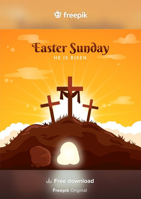 Easter sunday illustration | Free Vector #Freepik #freevector #celebration #easter #religion #flat-design Sunday Illustration, Easter Graphic Design, Easter Illustration, About Easter, Holy Week, He Is Risen, Easter Celebration, Easter Sunday, Flat Design