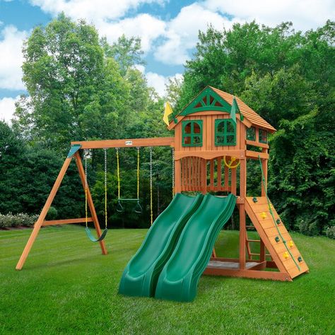 Gorilla Playsets, Yellow Slides, Backyard Playset, Cedar Lumber, Backyard Swings, Wooden Playset, Wooden Swing, Wood Roof, Playset Outdoor