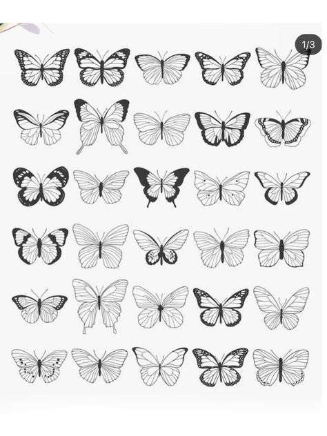 Timeline Butterfly Tattoo, Types Of Butterflies Tattoo, Butterfly Tattoo Template, Butterfly Stencil Tattoo, Butterfly Outline Tattoo, Half Butterfly Tattoo, Butterfly Drawing Outline, Small Feather Tattoo, Borboleta Tattoo