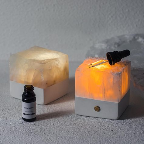 PRICES MAY VARY. 💎[ The perfect combination of selenite diffuser and night light] Each carefully handcrafted by craftman, The aromatherapy diffuser night light enables you to enjoy your favorite essential oil anywhere. Natural gypsum ore with light to show the beauty of the stone, then on the top of the selenite drops a few drops of essential oil to make the aroma permeate the whole space. Its Simple and timeless looks with your favorite fragrance will cheer you up and greatly alleviate stress. Ambient Table Lamp, Cool Bedroom Lamps, Aesthetic Night Light, Polaroid Room, Noir Decor, Diffuser Cute, Selenite Stone, Bedroom Lights, Dark Home Decor