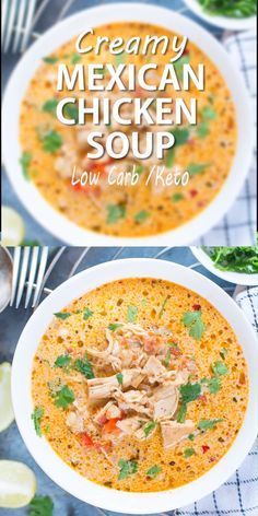 This Healthy Keto dinner, Creamy Mexican Chicken Soup is so relishing and loaded with Mexican flavours. Use a Crockpot or an Instant Pot to make this delicious soup. One of our favourite Instant Pot Recipe. Creamy Mexican Chicken, Healthy Keto Dinner, Mexican Chicken Soup, Slow Cooker Mexican Chicken, Mexican Soup Chicken, Pot Recipes Healthy, Soup Chicken, Instant Pot Recipe, Mexican Soup