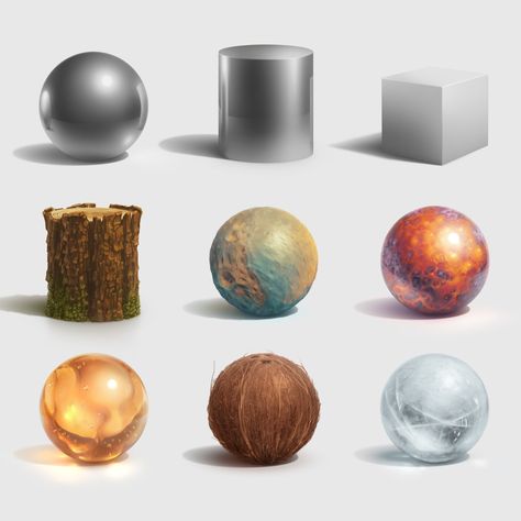 Stone Digital Art Tutorial, Glass Sphere Drawing, Texture Sphere Drawing, Sphere Concept Art, Magical Orb Concept Art, Dakimakura Girl, Texture Drawing, 2d Game Art, Light Background Images