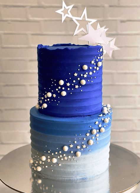 Stars Cake, Star Cake, Quinceanera Cakes, Different Shades Of Blue, Cake Designs Images, Blue Cakes, Birthday Cake Ideas, Gold Cake, Image Ideas