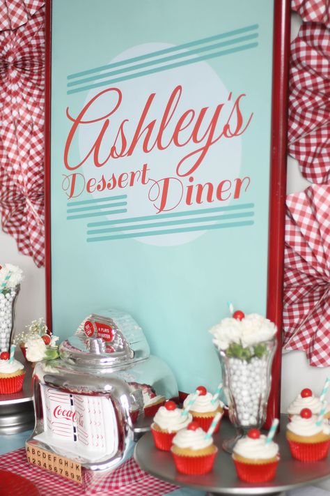 This Retro Bridal Shower from @sweetlychicdes is so hip and fun, the bride-to-be will have a blast! See all the bridal shower details on our blog. Bridal Shower Outside, Outside Bridal Showers, Bridal Shower Retro, Shower Outside, Kids Birthday Food, Grease Party, Sock Hop Party, Retro Bridal Showers, Bunny Room