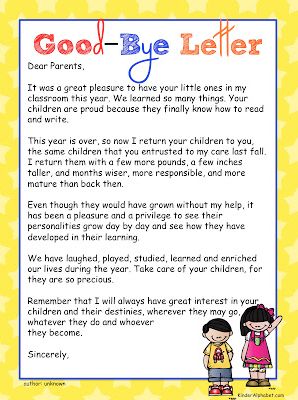 Check out different good-bye letter and poem options (some have rhyming lines) as well as a few gift ideas! Good Bye Letter, Preschool Yearbook, Letter To Students, Teaching Games, Pe Games, Mrs Hudson, Preschool Graduation, Letter To Parents, Summer Activity