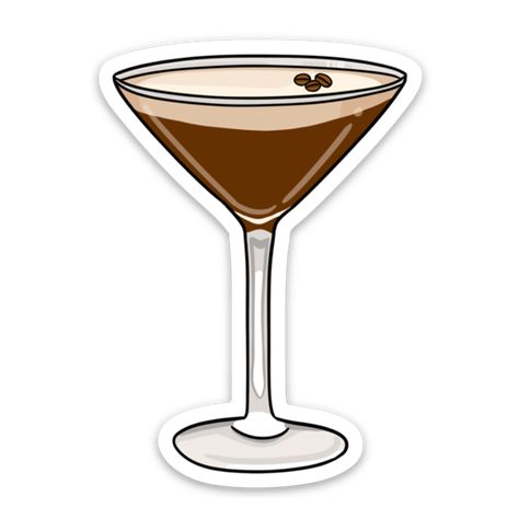 Espresso Martini cocktail sticker. Great gift for a bartender or cocktail enthusiast. #cocktail #espressomartini #bartender . #Espresso_Martini_Tattoo_Small #Espresso_Martini_Drawing #Restaurant_Stickers #Beer_Pong_Table_Diy Espresso Martini Tattoo Small, Espresso Martini Embroidery, Espresso Martini Drawing, Drinks Stickers, Beer Pong Table Diy, Custom Hard Hats, Espresso Martini Cocktail, Trendy Drinks, Embroidery Shirts