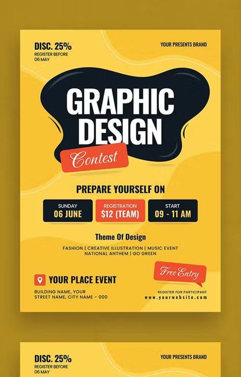 Graphic Design Creative Event Flyer Template AI, EPS, PSD Event Flyer Design Creative, Contest Flyer Design, Event Brochure Design, Event Brochure, Sales Flyer, Team Theme, Graphic Design Creative, Advertising Graphic Design, Event Flyer Templates