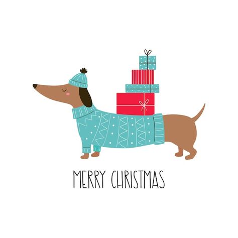 Dachshund Christmas Cards, Free Printable Christmas Cards, Dachshund Through The Snow, Snow Dog, Leather Coaster, Dog Christmas Card, Illustration Noel, Dachshund Christmas, Watercolor Christmas Cards