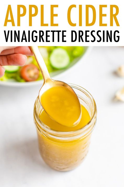 Get all the health benefits of apple cider vinegar with this delicious apple cider vinaigrette dressing. Drizzle over salad or use as a marinade. Apple Cider Vinaigrette Dressing, Cider Vinaigrette Dressing, Apple Salad Dressing, Apple Cider Dressing, Easy Salad Dressing Recipes, Apple Cider Vinaigrette, Best Apple Cider, Vinegar Salad Dressing, Cider Vinaigrette