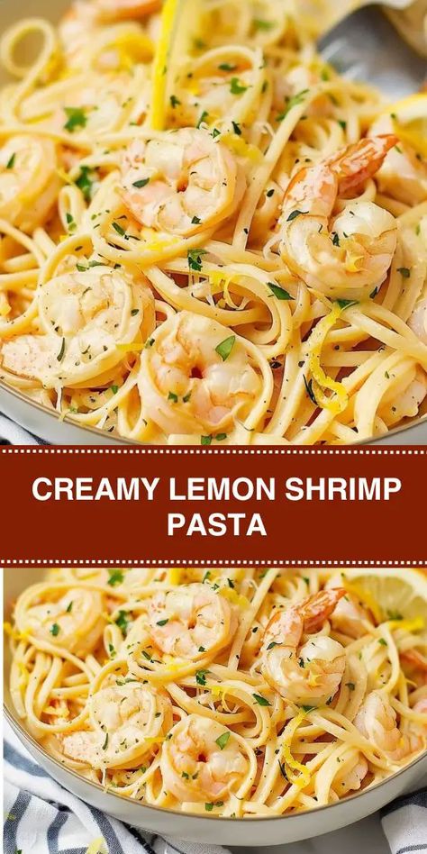 Discover the ultimate creamy lemon shrimp pasta recipe that's perfect for weeknight dinners or special occasions. This easy-to-make dish features succulent shrimp, zesty lemon, and a rich Parmesan cream sauce that will tantalize your taste buds. Ready in under 30 minutes, this recipe is ideal for busy families and pasta lovers. Creamy Summer Lemon Pasta, Healthy Creamy Shrimp Pasta, Lemon Spaghetti With Shrimp, Lemon Shrimp Pasta Healthy, Quick Shrimp Pasta Recipes, Shrimp Pasta Recipes Easy Healthy, Light Shrimp Pasta Recipes, Creamy Lemon Shrimp Pasta, Simple Shrimp Pasta Recipes