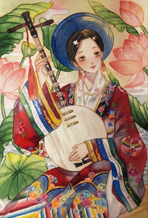 Vietnam Painting, Asian Style Art, Vietnam Art, China Art, Art Anime, Art Watercolor, Chinese Art, Pretty Art, Japanese Art