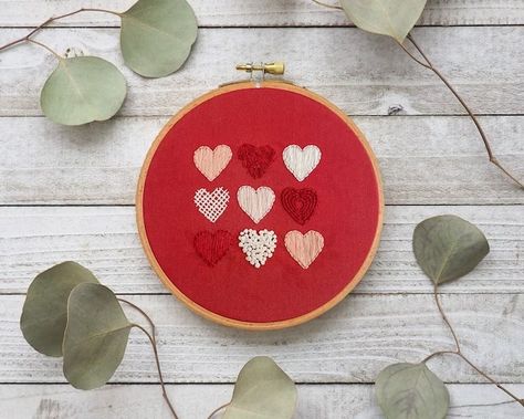 Heart Embroidery Patterns, Valentines Embroidery Patterns, Start Embroidery, Valentines Day Embroidery, Valentines Embroidery, Valentines Embroidery Designs, Valentine Embroidery, Hand Embroidery Patterns Free, Embroidery Hearts