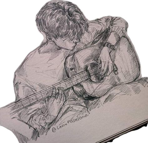 Guy With Guitar, Drawings For Boyfriend, Art Sketches Doodles, Art Tools Drawing, Easy Doodle Art, Kpop Drawings, Easy Drawings Sketches, Easy Doodles Drawings, Book Art Drawings