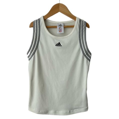 Adidas 3 Stripes Tank Top in White Adidas white... - Depop Adidas 3 Stripes, Adidas Tank Top, Fitness Wear Outfits, Estilo Hippie, Special Clothes, Cute Lazy Outfits, Warm Weather Outfits, Adidas White, Kinds Of Clothes