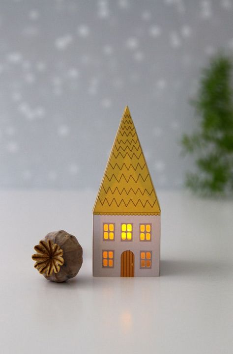 Paper House Template, Paper Play, Papercraft Printable, Paper House, Silhouette Ideas, 3d Paper Crafts, Christmas Villages, Paper Houses, Easy Paper Crafts