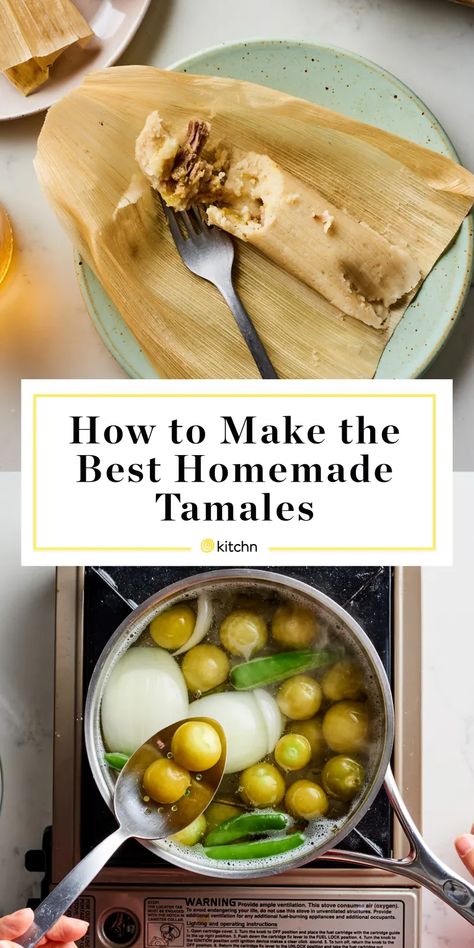 How to Make Tamales: A Step-by-Step Guide | Kitchn Authentic Tamales Recipe, Easy Tamales Recipe, Best Tamales, Homemade Tamales Recipe, Masa For Tamales, How To Make Tamales, Edible Leaves, Homemade Tamales, Authentic Mexican Recipes