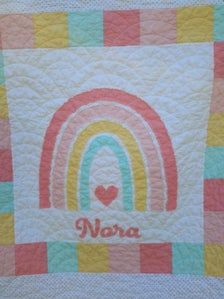 Rainbow Quilts Ideas, Toddler Boy Quilts, Rainbow Quilts, Nautical Quilt, Personalized Baby Quilt, Rainbow Nursery Decor, Muted Rainbow, Baby Patchwork Quilt, Neutral Rainbow