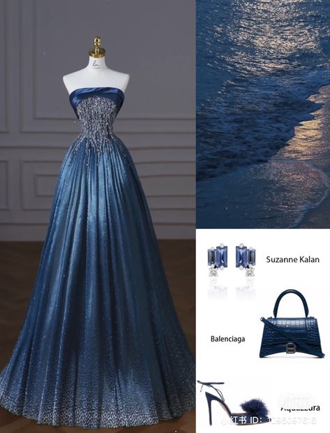 Night Court Gown, Starry Night Prom Dress Midnight Blue, Ocean Prom Dress, Starry Night Prom Dress, Night Prom Dress, Blue Glitter Dress, Starry Night Prom, Gowns Dresses Elegant, Prom Dress Inspiration