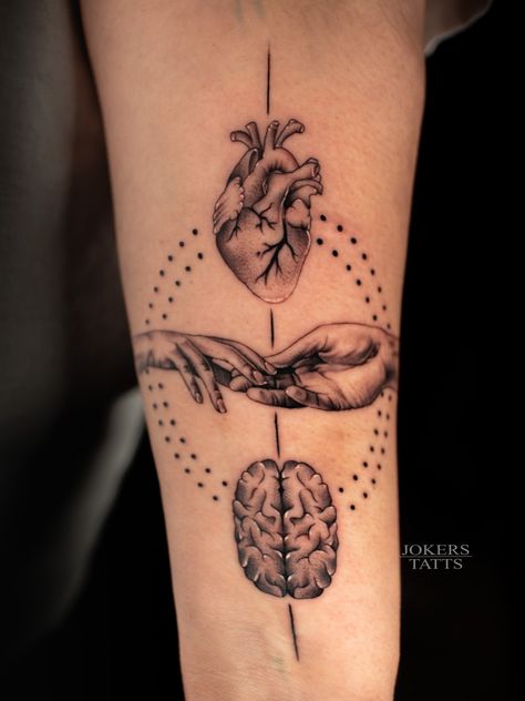 Check me out on Instagram! @jokerstatts432 Medicine Tattoo, Adam Tattoo, Best Tatto, Nurse Tattoo, The Creation Of Adam, The Creation, Tatting, Brain, Medicine