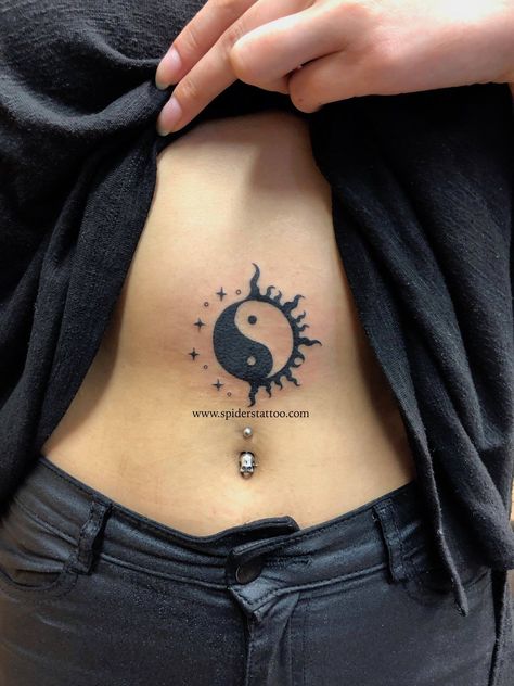 yin yang tattoo Ying Yang Flame Tattoo, Ying Yang Tattoo Moon And Sun, Yin Yang Tattoo Black Women, Yin Yang Tattoo Ideas For Women, Beautiful Yin Yang Tattoo, Ying Yang Gemini Tattoo, Yin Yang Tattoo Women, Yin Yang Ankle Tattoo, Yin Yang Cover Up Tattoo