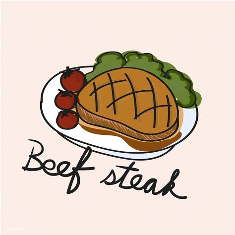 Cute Chicken Drawing Kawaii, Reheat Steak, Cute Chicken Names, Meat Cartoon, Meat Illustration, How To Reheat Steak, Meat Icon, Food Doodle, Protein Meat