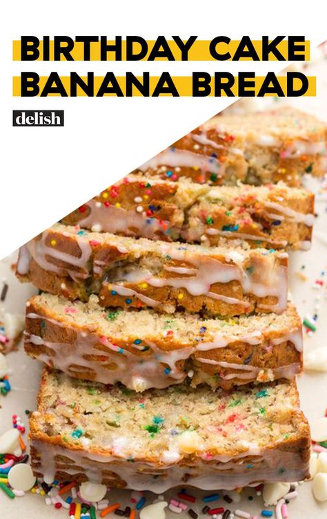 Don't Wait For Your Birthday To Make This Banana BreadDelish Birthday Cake Banana, Cake Banana Bread, Midnight Cravings, Banana Bread Loaf, Yummy Bread, Baked Breads, Cake Banana, Shortcake Recipe, Banana Bread Recipe