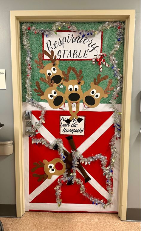 Reindeer Stable Office Decorations, Reindeer Door Decoration Christmas, Reindeer Stable Door Decoration, Christmas Door Decorating Contest Funny, Door Decorating Contest Christmas Office, Christmas Door Contest Ideas, Door Contest Ideas, Christmas Door Contest, Reindeer Stable